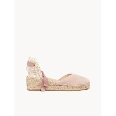 Imagem de Sandália Anabela Baixa Romero Camurça Rosa Claro, Rosa claro, 35