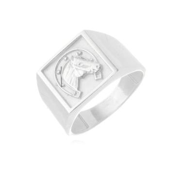 Imagem de Anel Dedeira Ferradura Com Cavalo Prata 925 Kl - Juniorjoiaspiracicaba