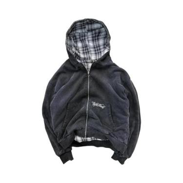 Imagem de Moletom Oversized Reversível Gótico Com Zíper Para Mulheres E Homens, 