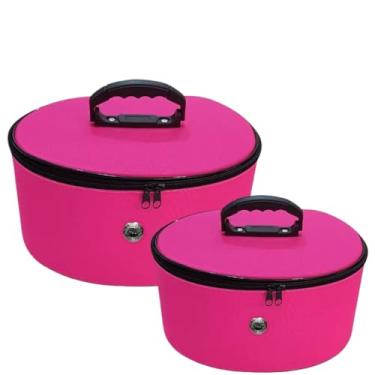 Imagem de Kit com 2 Frasqueiras para Viagem – Maleta Grande + Necessaire Pequena para Maquiagem e Higiene(Rosa)