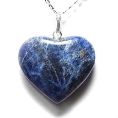 Imagem de Colar Coração Pedra Sodalita Azul Pino e Perinha Prata 950 - Cristaisd