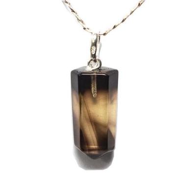 Imagem de Colar Pontinha Pedra Quartzo Bi Color Presilha Prata 950 - CristaisdeC