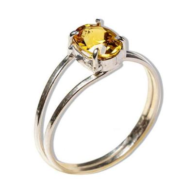Imagem de Anel Nlux Citrino Cabochão Facetado Ajustável Prata 950