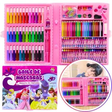 Imagem de Estojo Maleta Pintura Infantil 150 Peças, Kits Para Desenho e Criação com Lápis de Cor e Canetinha