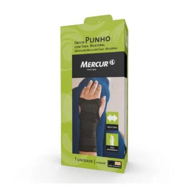 Imagem de Ortese Punho Com Tala Bilateral Mercur Preta M 1 Unidade