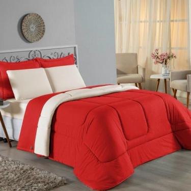 Imagem de Kit Edredom Dupla Face + Jogo de Lençol Casal Viúva Nobre 7 peças Malh