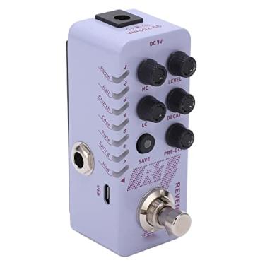Imagem de Pedal de efeito de guitarra Reverb digital Grau profissional 7 Efeitos versáteis Função de desvio de buffer Construção de metal Revestimento roxo Tamanho compacto para
