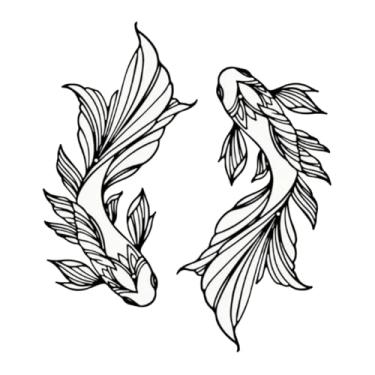 Imagem de Dois enfeites de metal em forma de peixe, arte de parede de metal minimalista, decoração de metal linear para casa/escritório (um par de peixes, 16,2 x 30 cm).