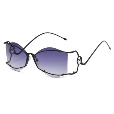 Imagem de Óculos de Sol Femininos Irregulares, Estilo Fashion, Hastes Curvas, Lentes Degradê Cinza