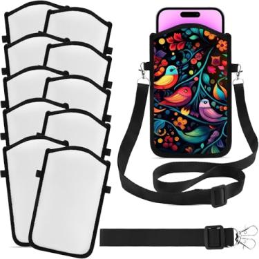 Imagem de iFForce Bolsa de telefone em branco com sublimação dupla face | Bolsa tiracolo ajustável com mãos livres para viagens, academia, trabalho, caminhada | Capa de neoprene leve à prova d'água