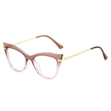 Imagem de Óculos de Sol Olho de Gato com Degradê, Hastes de Metal Texturizado, Estilo Retrô (Rosa Chá)