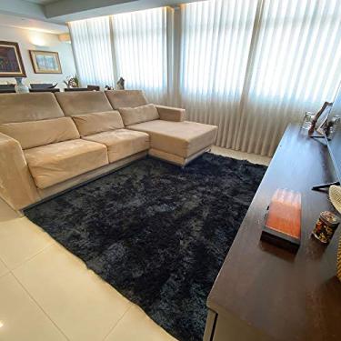 Imagem de Tapete para Sala e Quarto Felpudo Cronos Casa Dona 200x300 cm Preto