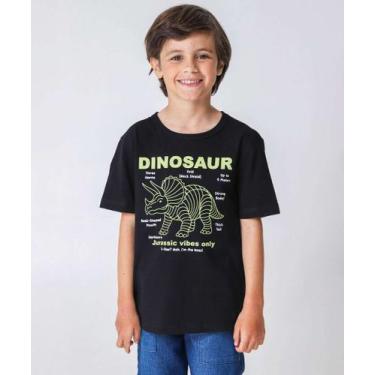 Imagem de Camiseta Infantil Estampa Dinossauro MR Tam 4 a 10 Pre-66168, 10, Pret