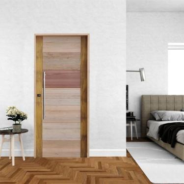 Imagem de Kit Porta de Madeira BBB 210x82cm Batente 14cm Fechadura Rolete Rodam 