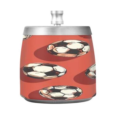 Imagem de STAYTOP Cinzeiro de futebol colorido com tampa, cinzeiro de aço inoxidável à prova de vento, sem fumaça, grande cinzeiro de cigarro ao ar livre para decoração de escritório em casa