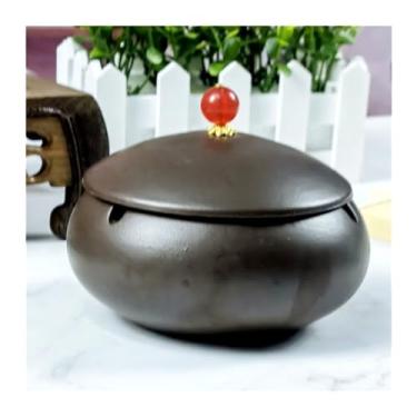 Imagem de Cinzeiro de cerâmica para casa sala de estar com capa para evitar cinzas moscas hotel escritório cinzeiro bandeja de fumaça (4)