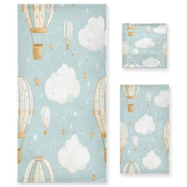 Imagem de xigua Balões de ar quente conjunto de toalhas de banheiro absorvente macio toalha de banho 3 peças toalha de mão toalhas decorativas para banheiro, academia, hotel, praia, piscina