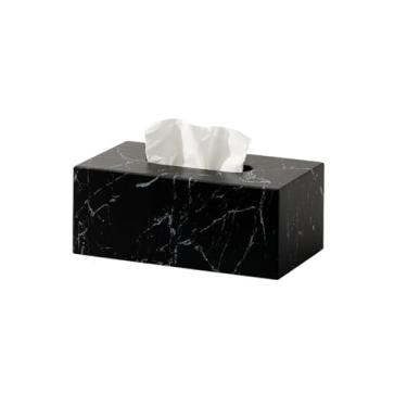 Imagem de Caixa de lenços retangular prática de resina suporte de lenços faciais dispensador para banheiro cozinha quarto escritório organizador (preto)