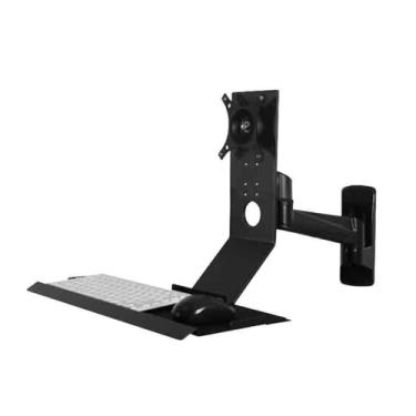 Imagem de Braço para monitor, braço único, preto, suporte para monitor com bandeja projetada, acessórios de mesa não dobráveis