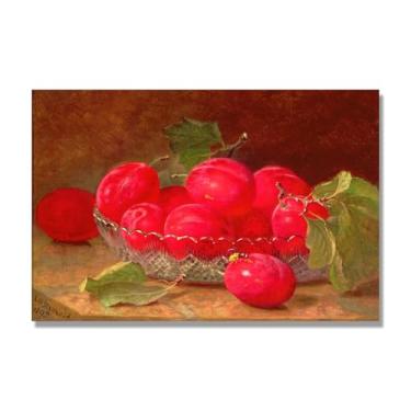 Imagem de NHLDZYH Tela vintage de frutas mortas, impressão de estilo de pintura a óleo vintage, decoração de jantar de fazenda C08. 70 x 105 cm. Somente tela