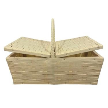 Imagem de Cesta de Piquenique Lisa Fibra Sintética Leve PicNic Parque Decoração 45x25 Cesto Pão Fruta Presente(Palha)