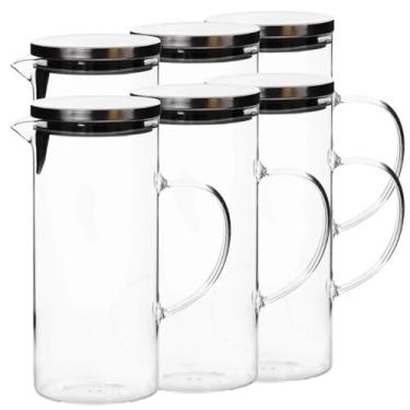 Imagem de Genérico, Kit 6 Jarra de Vidro Transparente com Tampa Inox Hermética 1,5 Litros Suco Água Drinks Cozinha