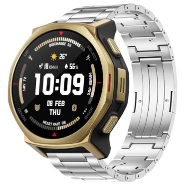 Imagem de PONATTENO Pulseira de relógio de titânio compatível com Amazfit T-Rex 3 Pro de 44 mm, pulseira de relógio com contas de liberação rápida para T-Rex 3 Pro de 44 mm, comprimento ajustável sem