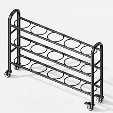 Imagem de ZDJZMGZ Rack organizador de academia em casa com suporte de bolas circulares, carrinho de armazenamento de equipamentos esportivos para organização de basquete/futebol/futebol/vôlei, economize espaço