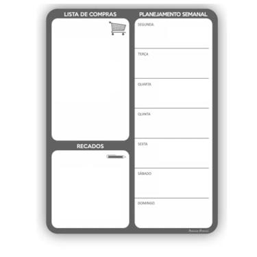 Imagem de Planner Magnético Semanal p/Geladeira, Lista de Compras, Recados. Quadro Organizacional Dry Erase. Com Caneta/Apagador