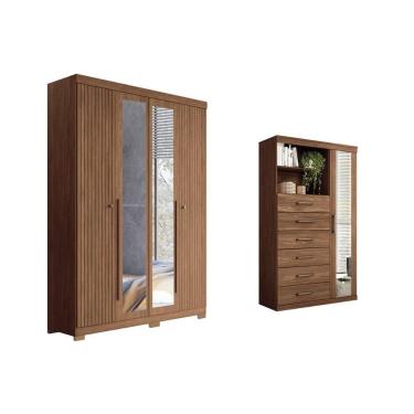 Imagem de Quarto Completo Modu +Cômoda QC310 Jatobá - Santos Andirá