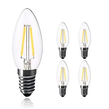 Imagem de Lâmpada de filamento LED E14, branco frio 6000-6500K, equivalente a 20-25W, lâmpada de lustre C35, rosca pequena Edison, estilo vintage, econômica, pacote com 4 unidades.