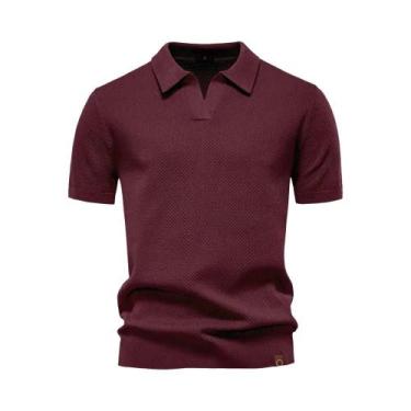 Imagem de Camisa Polo Masculina Premium Respirável De Cor Sólida Para Golfe Verã