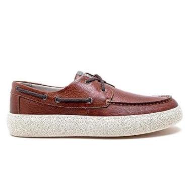 Imagem de Sapato Mocassim Masculino Sider Denim Bora Couro Democrata 526202 Conhaque 44-Masculino