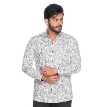 Imagem de Camisa Social Masculina Slim Manga Longa Estampada Floral-Masculino