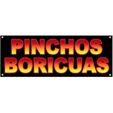 Imagem de 4LessCo 45 x 121 cm PINCHOS BORICUAS Placa de vinil com ilhós de metal kb