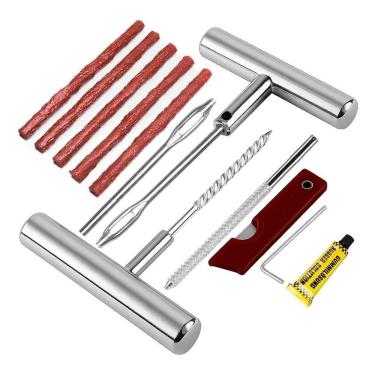 Imagem de Kit Remendo Ferro Reparo Macarrão Pneu Carro Moto S/ Câmara