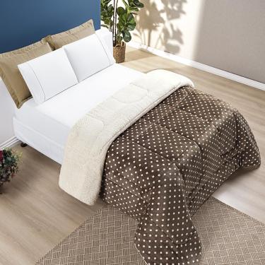 Imagem de Edredom Coberdrom Mimoso Solteiro Sherpa e Manta - Cáqui