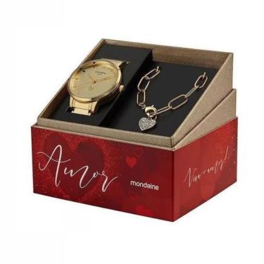 Imagem de Kit Relógio Feminino Mondaine Analógico 32399LPMKDE1K1