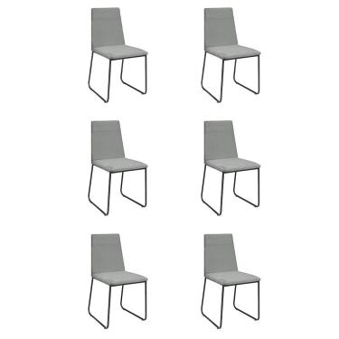 Imagem de Kit 6 Cadeiras De Jantar Cozinha Industrial Lexa Veludo Élpis Móveis Cinza Preta