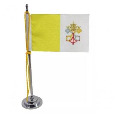 Imagem de Mini Bandeira De Mesa Do Vaticano 15 Cm Poliéster