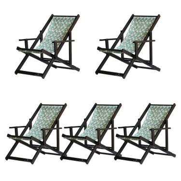 Imagem de Kit 5 Espreguiçadeiras Dobrável Black Cb-triang Azul