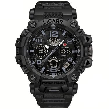 Imagem de Relógio Digital Masculino à Prova De água 5atm Duplo Display Esportivo Quartzo Preto