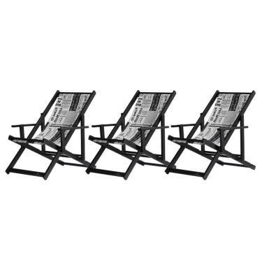 Imagem de Kit 3 Espreguiçadeiras Dobrável Black Cb-jornal
