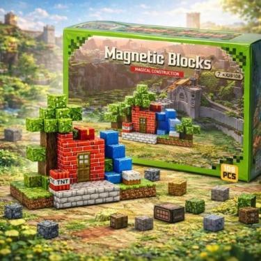 Imagem de Blocos Magnéticos de Montar 108 Ou 212 Peças  Construção Criativa Infa