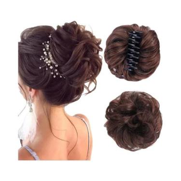 Imagem de Aplique De Cabelo Sintético Ondulado Cacheado Para Coque Desgrenhado C