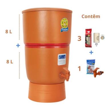 Imagem de Filtro de Barro para Água São João Premium 8 Litros 3 Velas - Stéfani 