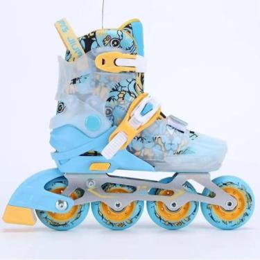 Imagem de Patins Go Roller Infantil Ajustável Jiumis Pro Azul Base Alumínio, G, 