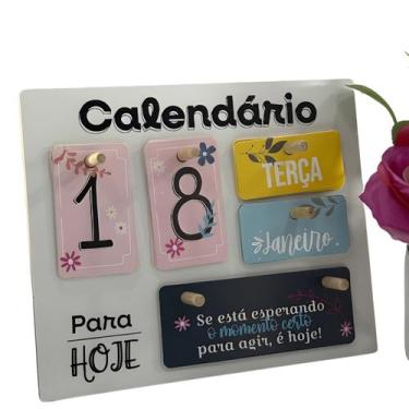 Imagem de Calendário de Madeira Permanente Mesa Decorativa para Home Office Escr