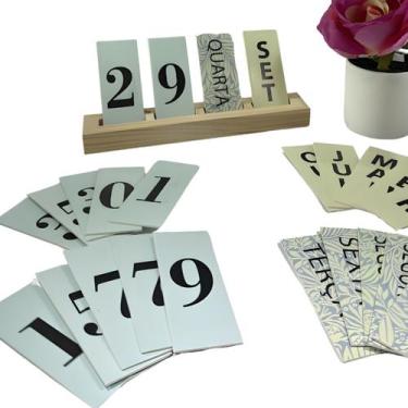 Imagem de Calendário de Madeira Permanente Mesa Decorativa para Home Office Escr