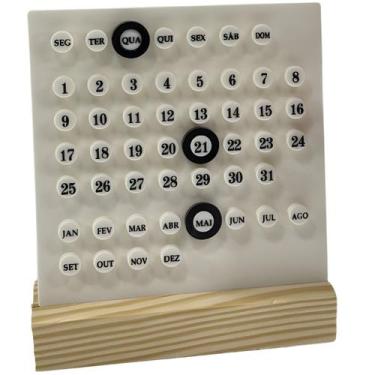 Imagem de Calendário de Madeira Permanente Mesa Decorativa para Home Office Escr